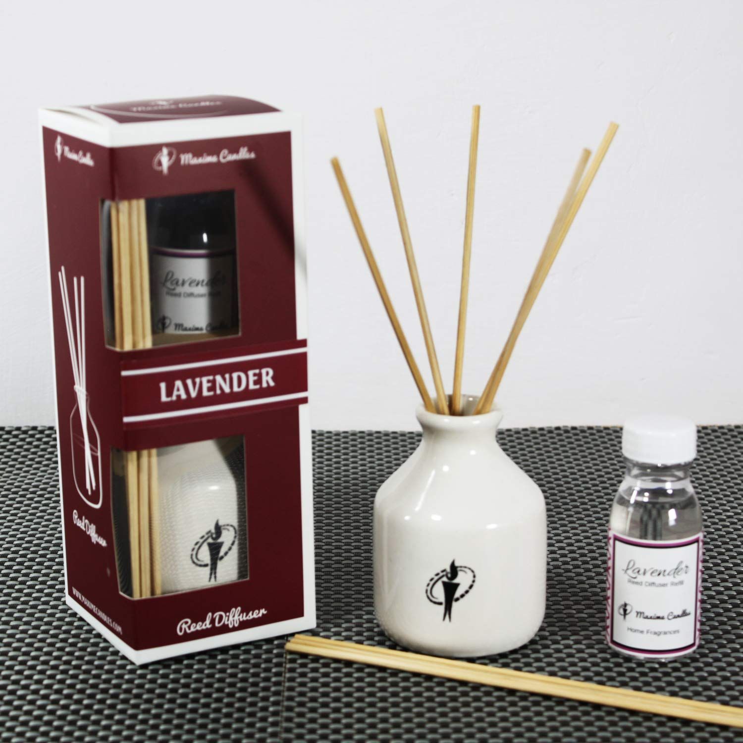 White Ceramic Bottle Reed Diffuser Set with Lavender Aroma oil