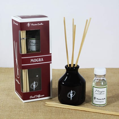 Black Ceramic Bottle Reed Diffuser Set with Mogra Aroma oil