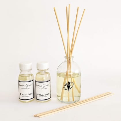 Glass Bottle Reed Diffuser with LemonGrass Aroma Oil - GR1
