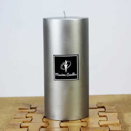 Decorative Silver Pillar Candle