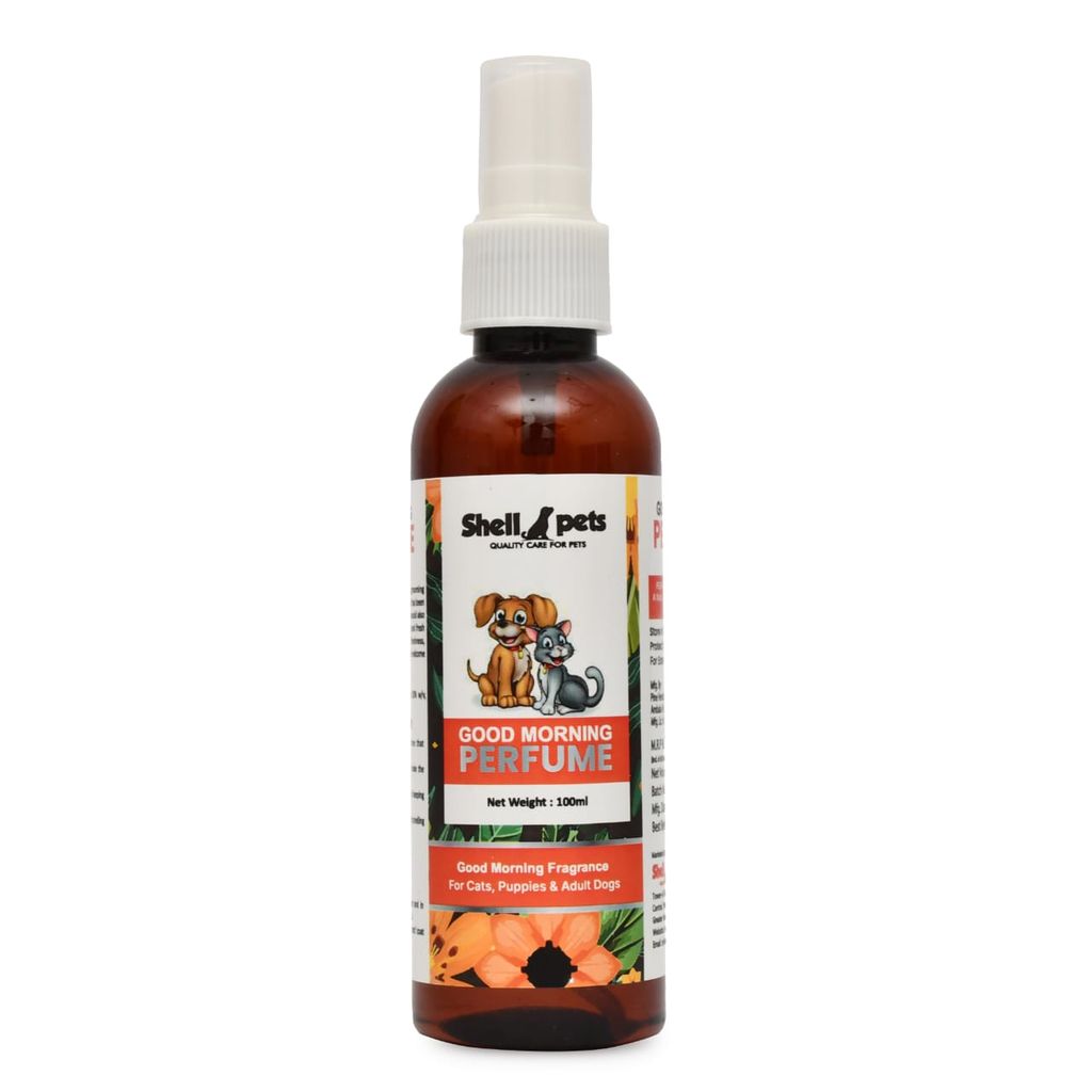 Shell Pets Good Morning Perfume 100Ml |  Extract of Flowers and Aloe-vera | Daily use, Safe Deodorizer, Coat Smell Perfume, Body Bad Odor - Safe & Effective Pet Friendly Formula for Dogs