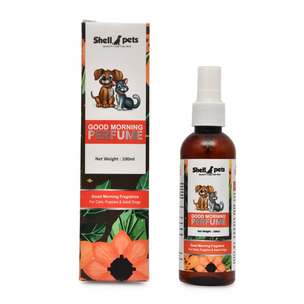 Shell Pets Good Morning Perfume 100Ml |  Extract of Flowers and Aloe-vera | Daily use, Safe Deodorizer, Coat Smell Perfume, Body Bad Odor - Safe & Effective Pet Friendly Formula for Dogs