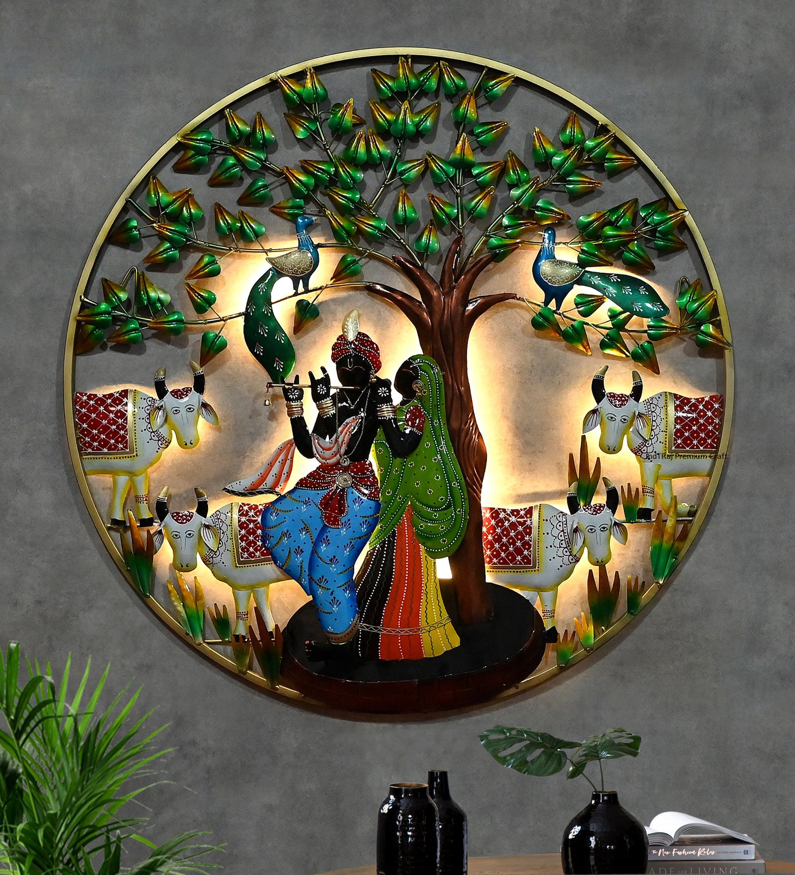 Indraj Premium Craft Handcrafted Radha Krishna Metal Wall Art With