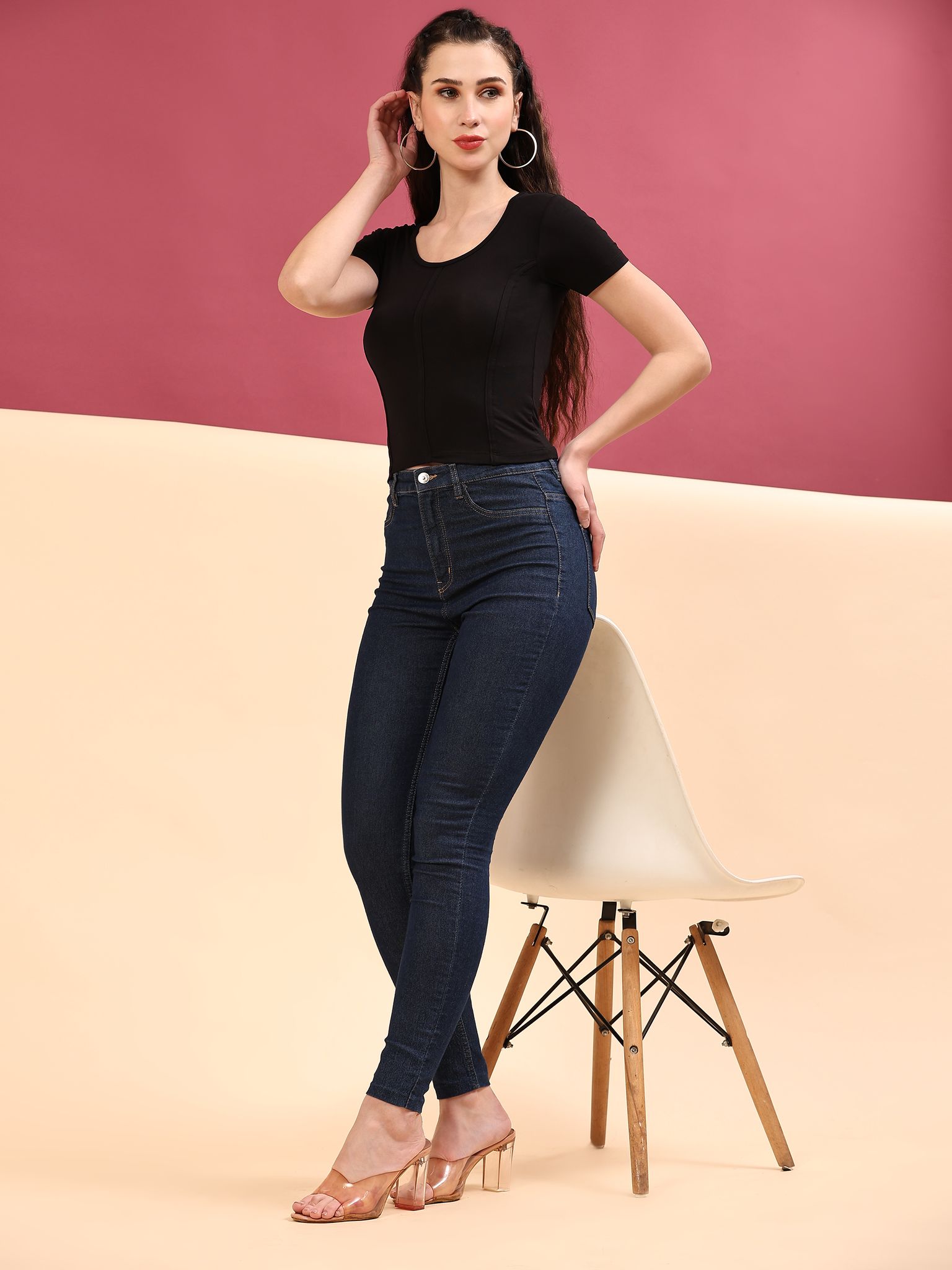 Women Solid Round Neck Viscose Rayon White T-Shirt