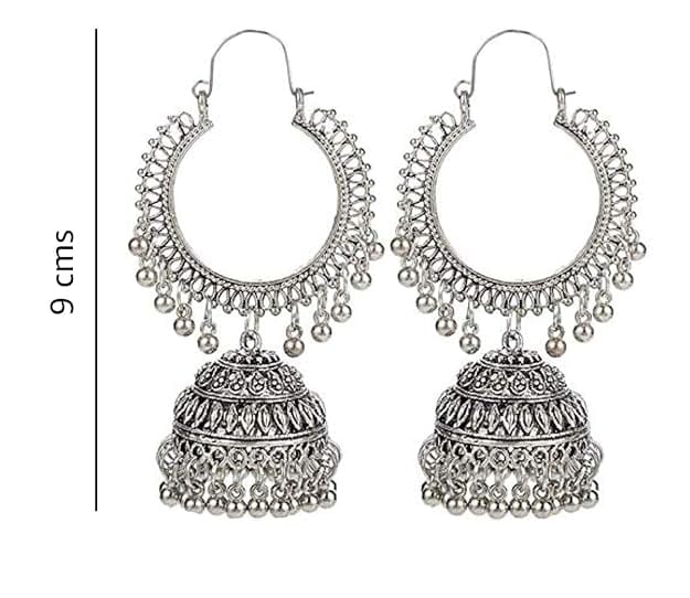 Oxidized German Silver Afghani Chandbali Earrings
