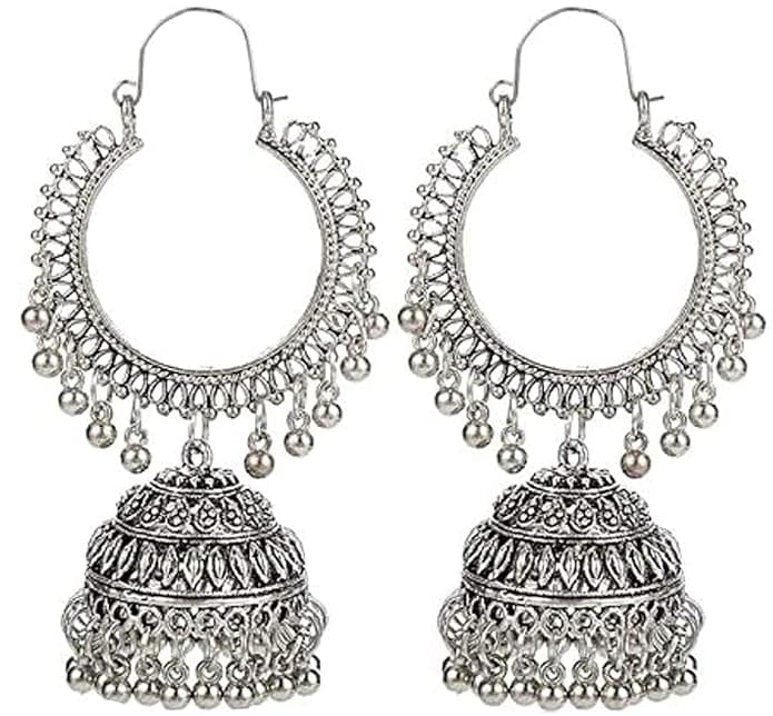 Oxidized German Silver Afghani Chandbali Earrings