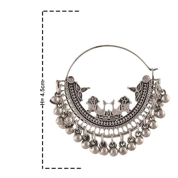 Oxidized German Silver Peacock Chandbali Earrings