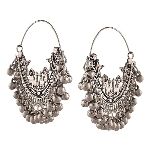 Oxidized German Silver Peacock Chandbali Earrings