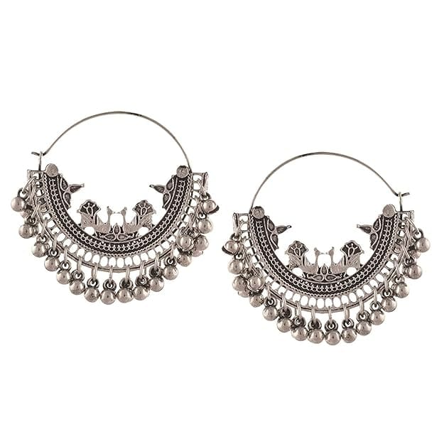 Oxidized German Silver Peacock Chandbali Earrings