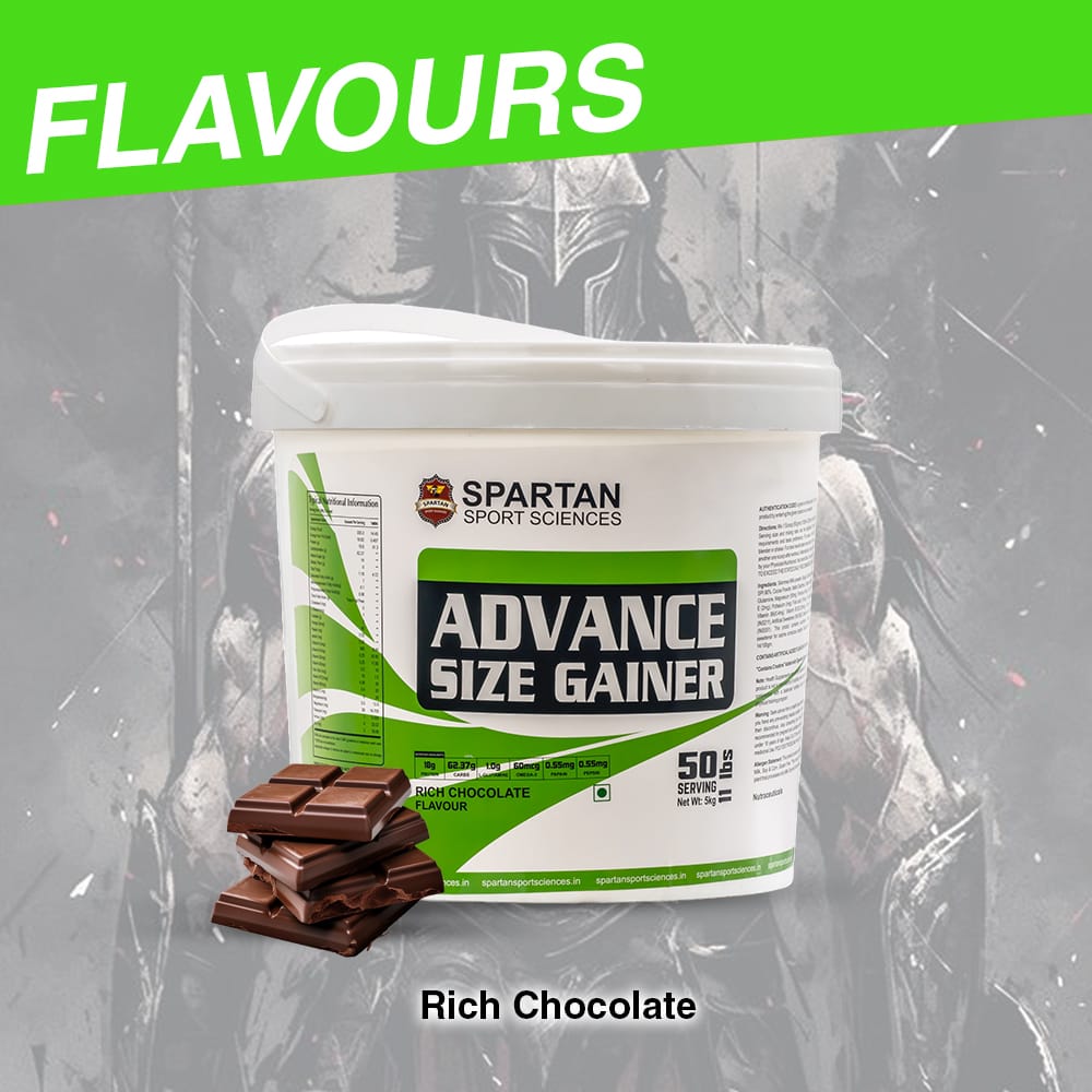 SPARTAN SPORT SCIENCES Advance Size Gainer | Muscle Mass & Weight Gainer Powder with Highest Protein and Carbohydrates with 13 Multivitamins & Minerals for Men & Women