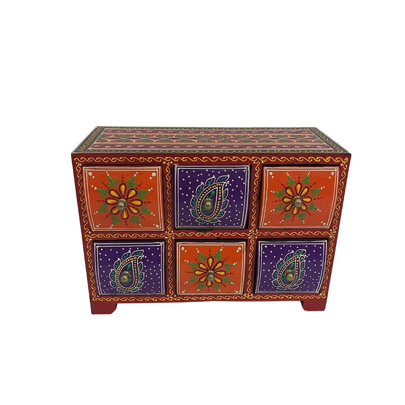 Wooden Fine Emboss Small Chest of Drawer Jewellery Organiser Drawer Chest