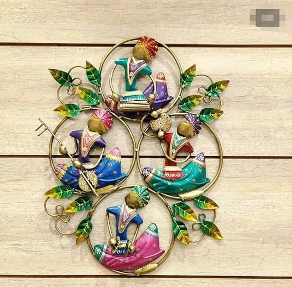 CHANDRA Craft House Metal Wall Art Wrought Iron Handmade Rajasthani Musician Set Metal Wall Hanging Wall Decor Home Decor- Luxury Style Indian handicrafts Gifts