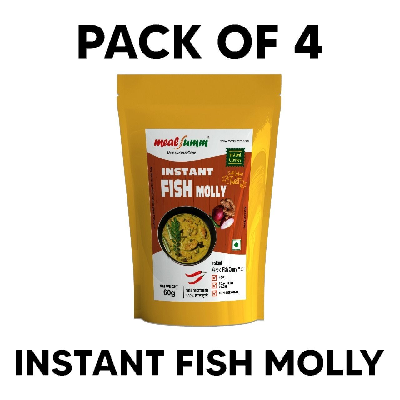 "Instant Fish Molly (Kerala Fish Curry Mix - Pack of 4 ) - 60g each"