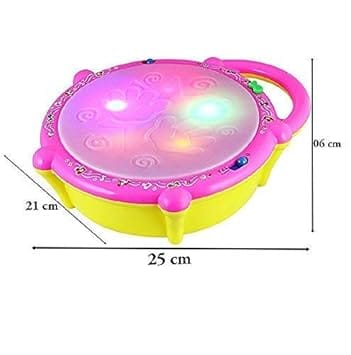 Battery Operated 3D Flash Drum Toy with Flash Light & Music Effects | Dynamic Musial Instrument Toy with 2 Mallets for Toddlers |