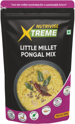 Nutrivise Xtreme Instant Mix : Little Millet Pongal Mix|Instant Cook|Low GI|Rich in Protein & Fiber|500g (Pack of 1)