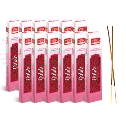 Archita YOG Mantra Incense Stick | Gulab | Pack of 12 | Charcoal free | 100% Toxin-free | Best suited for Meditation, Yoga, Pooja and Aromatherapy