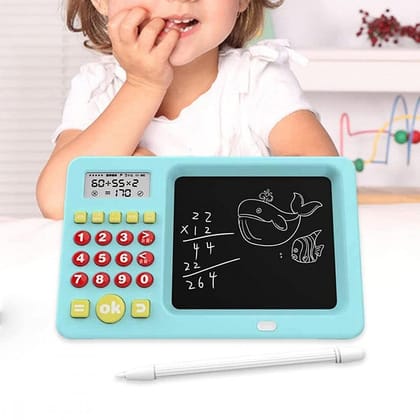 Math Calculator Toy Tablet with LCD Screen for Kids, Multifunctional Writing and Drawing Tablet Digital Early Education Device with Built-in.