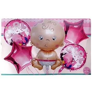 Funky Its a Girl Foil Balloons Bouquet (Set of 5pcs.) for Baby Girl Arrival Celebrations Party Dec - Toys and Games | Buy online on ZillyBuy