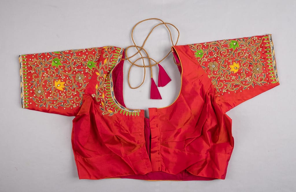 sonchiraiya red Colour Work Blouse
