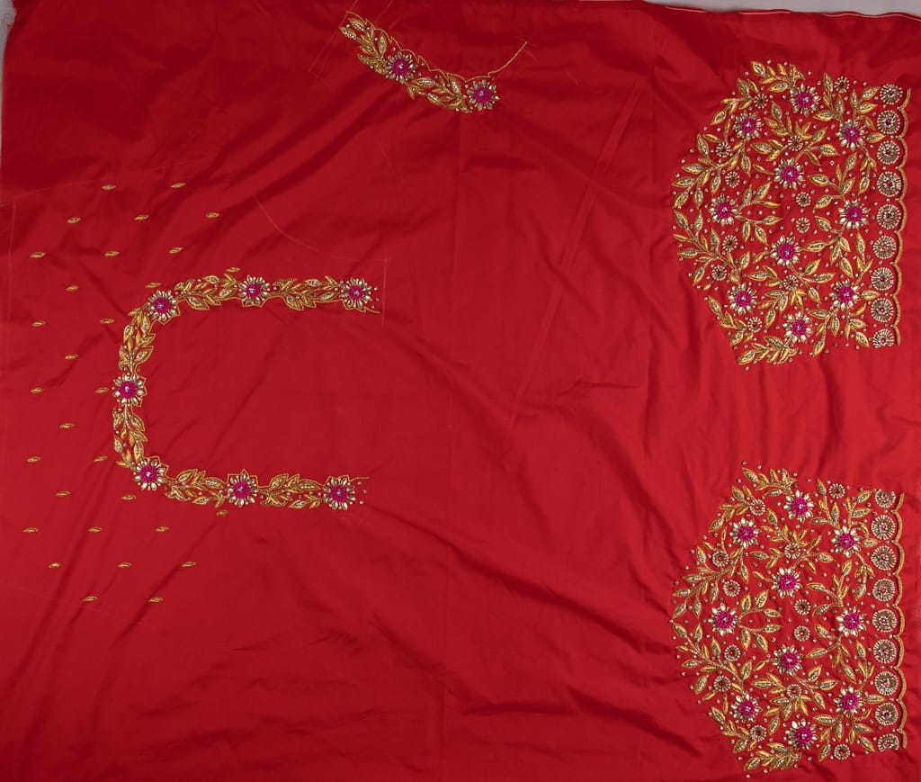 sonchiraiya red Colour Work Blouse-Pice