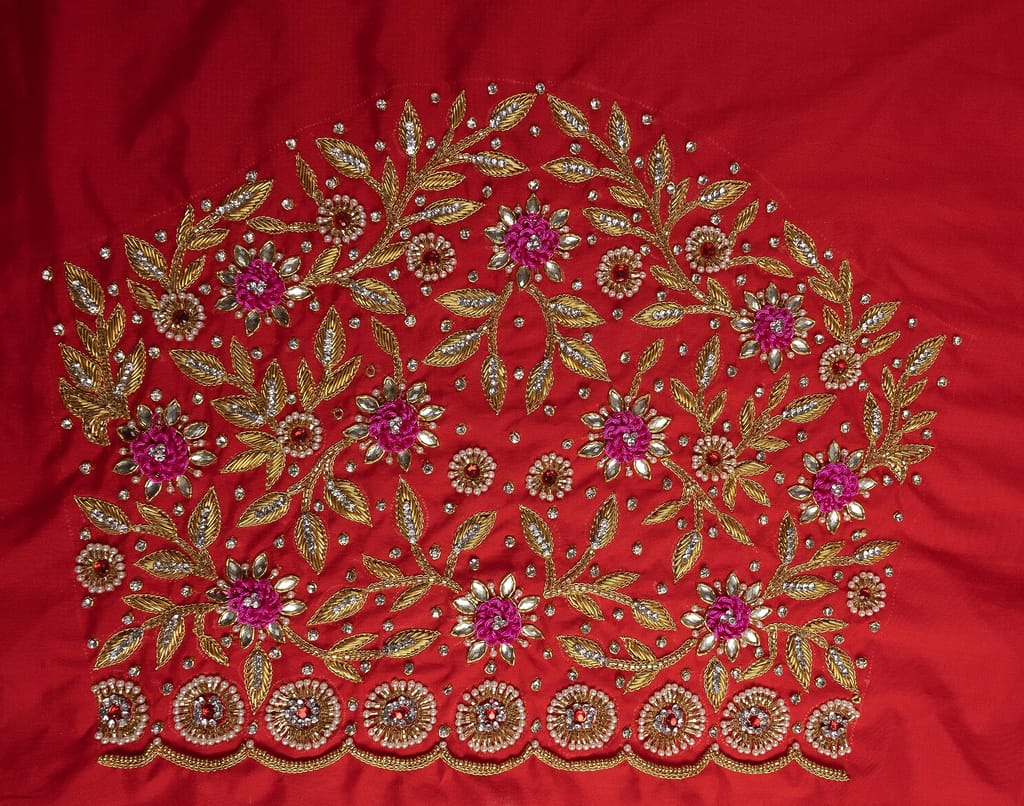 sonchiraiya red Colour Work Blouse-Pice