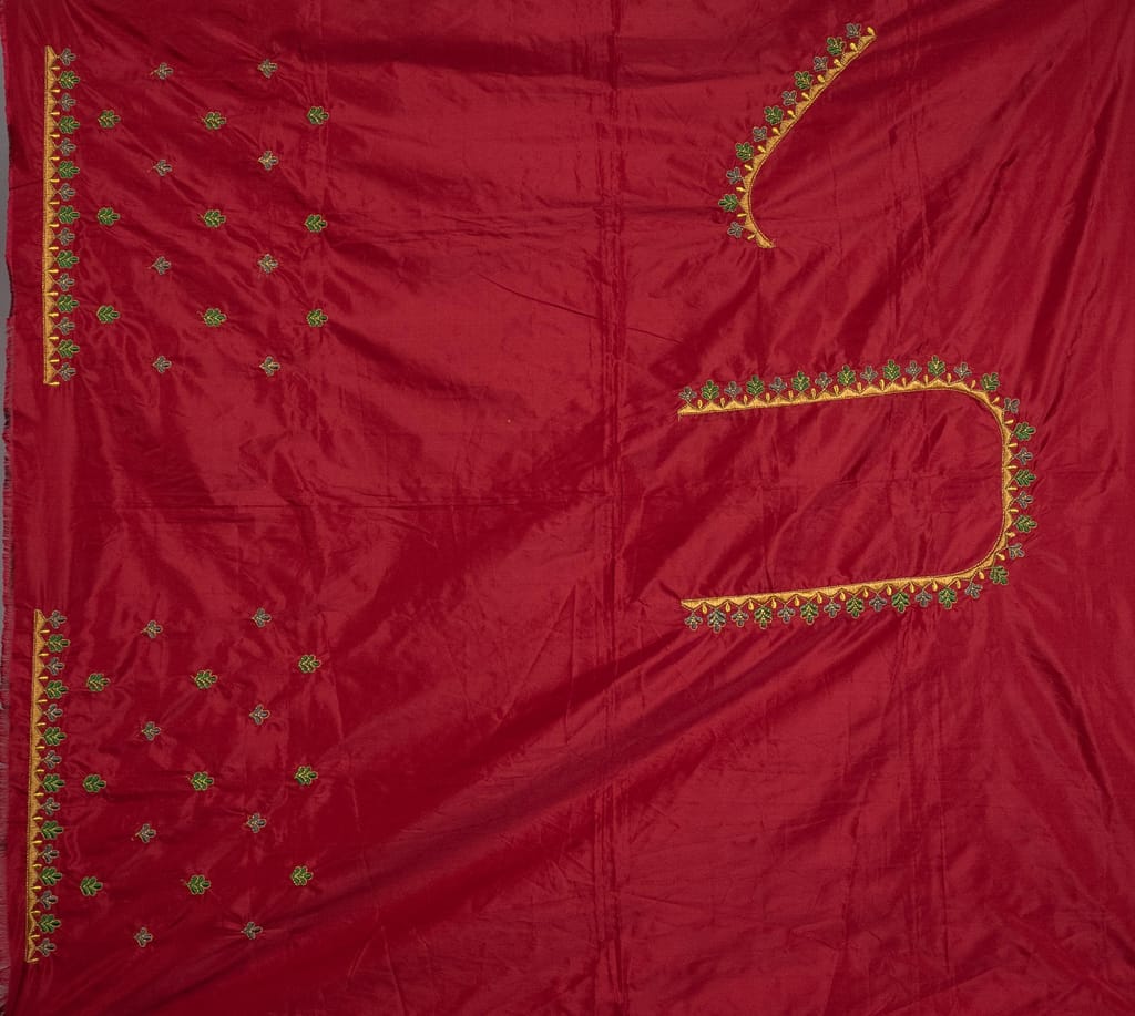 Red Embroidered Blouse Piece