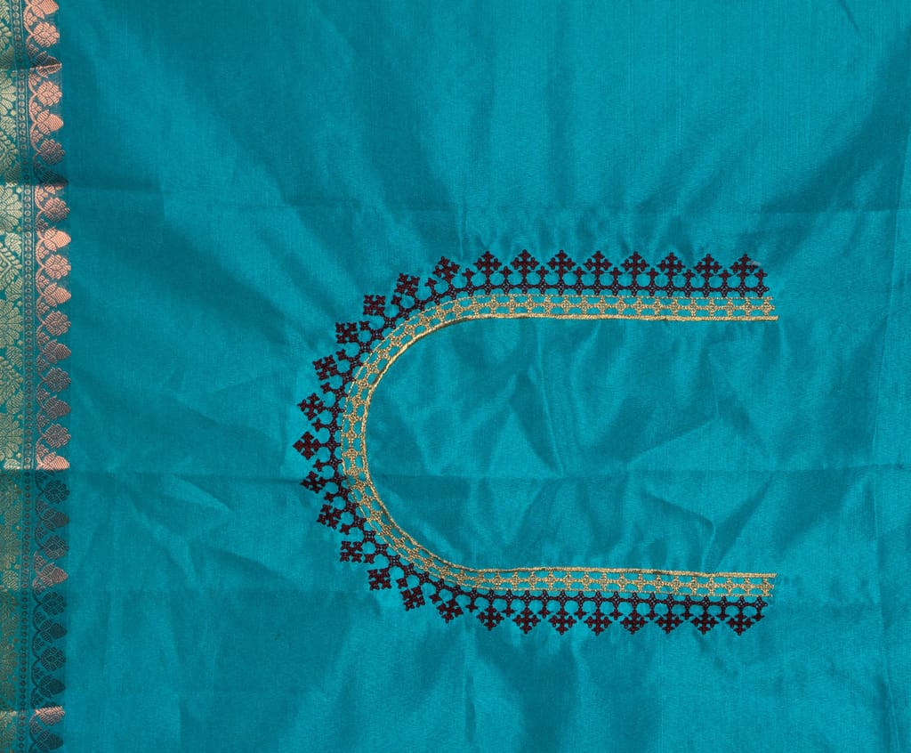 Light Blue Saree With Blouse Design