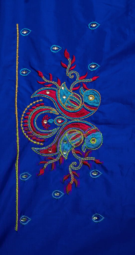 Blue Hand Embroidered Blouse Design