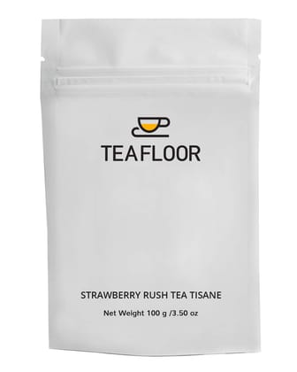 Teafloor Strawberry Rush Tea Tisane | Reduces Blood Fat Level | Relieves from Bronchitis and Throat Infections | No Artificial Flavour | Tea Weight : 100gm /3.5oz