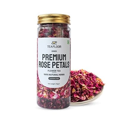 TEAFLOOR 100% Dried Natural Premium Rose Buds Flower Tea: Antioxidant powerhouse, Stress-buster in every cup || Skin & hair savior || Whole Flower Buds, Caffein Free || 25g (Pack of 4) ||