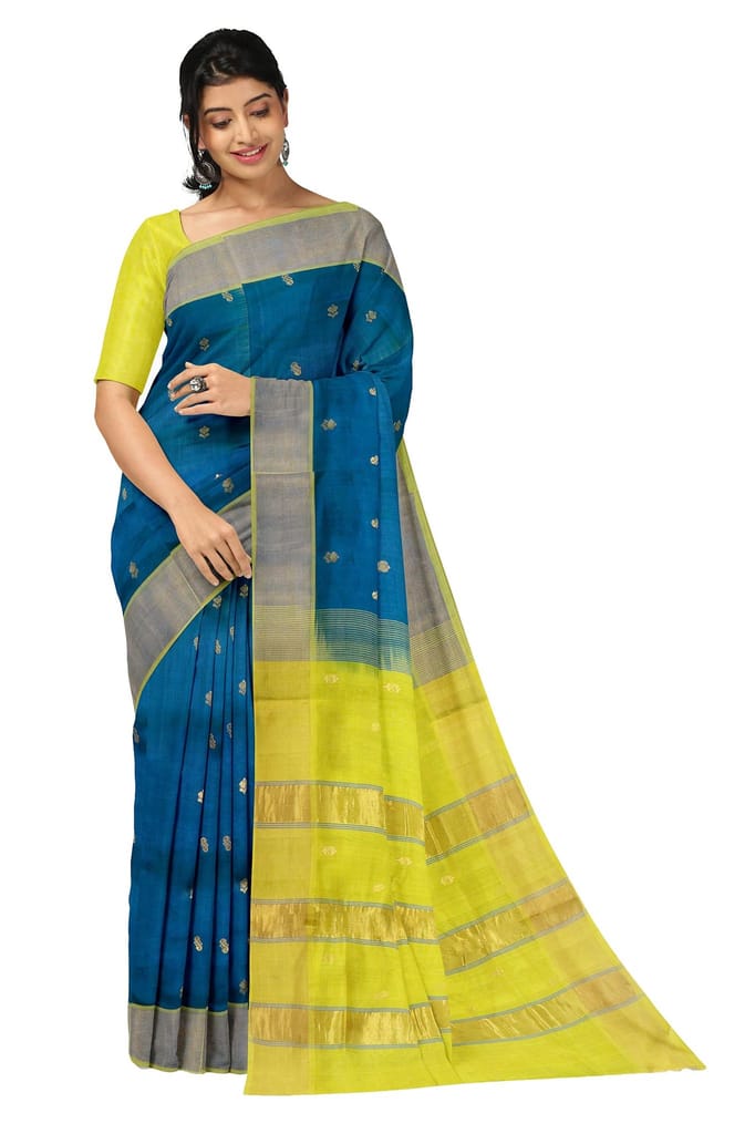 APCO Handloom - Women's Venkatagiri SICO Cotton Blend Handloom Saree, Blue 09 - Sarees | Buy online on ZillyBuy