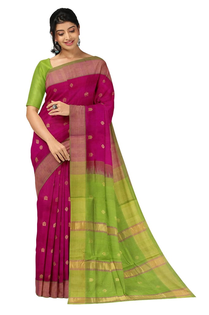 APCO Handloom - Women's Venkatagiri SICO Cotton Blend Handloom Saree, Red 10 - Sarees | Buy online on ZillyBuy