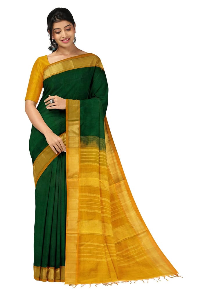 APCO Handloom - Women's Venkatagiri SICO Cotton Blend Handloom Saree, Green 04 - Sarees | Buy online on ZillyBuy