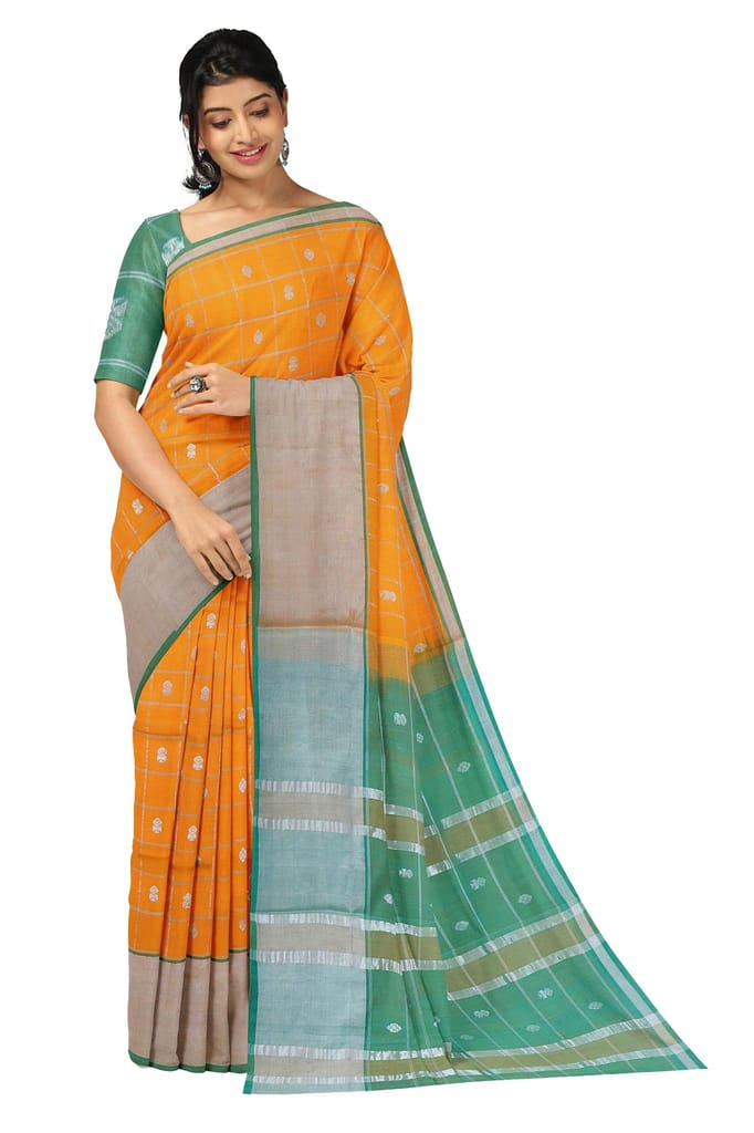 APCO Handloom - Women's Venkatagiri Pure Cotton Handloom Saree, Yellow 12 - Sarees | Buy online on ZillyBuy