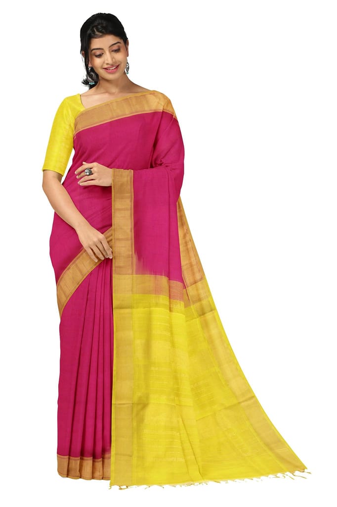 APCO Handloom - Women's Venkatagiri SICO Cotton Blend Handloom Saree, Pink 03 - Sarees | Buy online on ZillyBuy