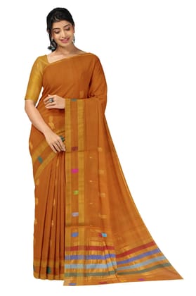 APCO Handloom - Women's Venkatagiri Pure Cotton Handloom Saree, Brown 10