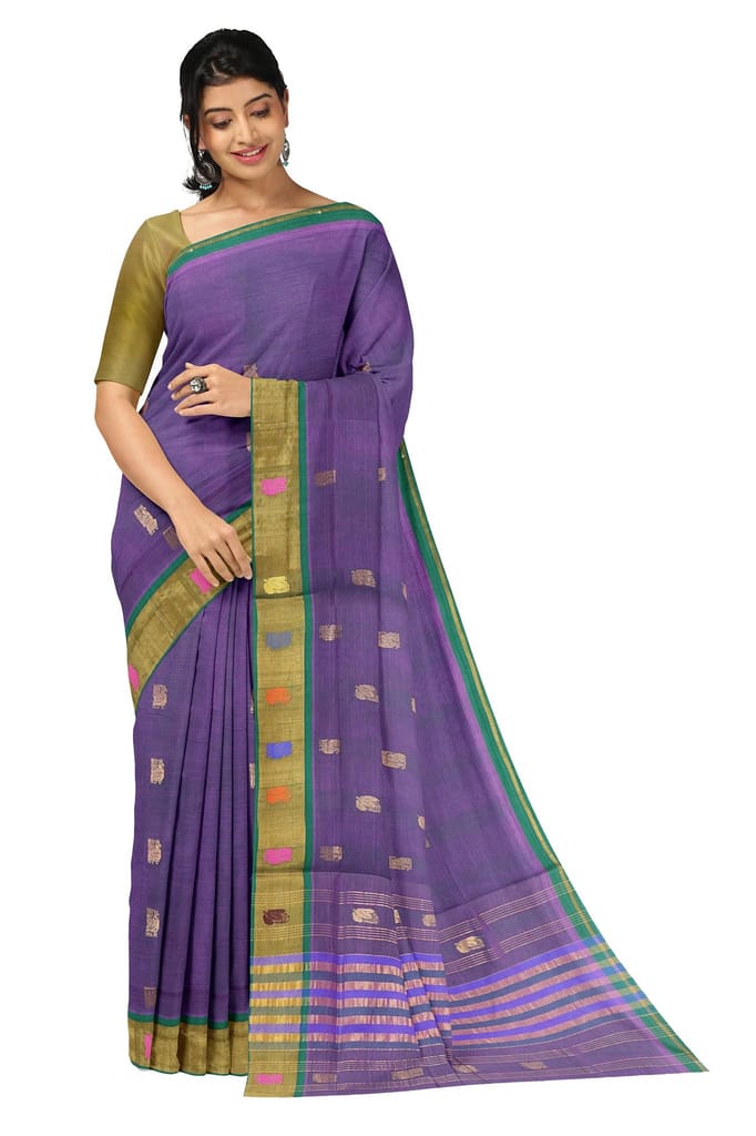 APCO Handloom - Women's Venkatagiri Pure Cotton Handloom Saree, Purple 11 - Sarees | Buy online on ZillyBuy