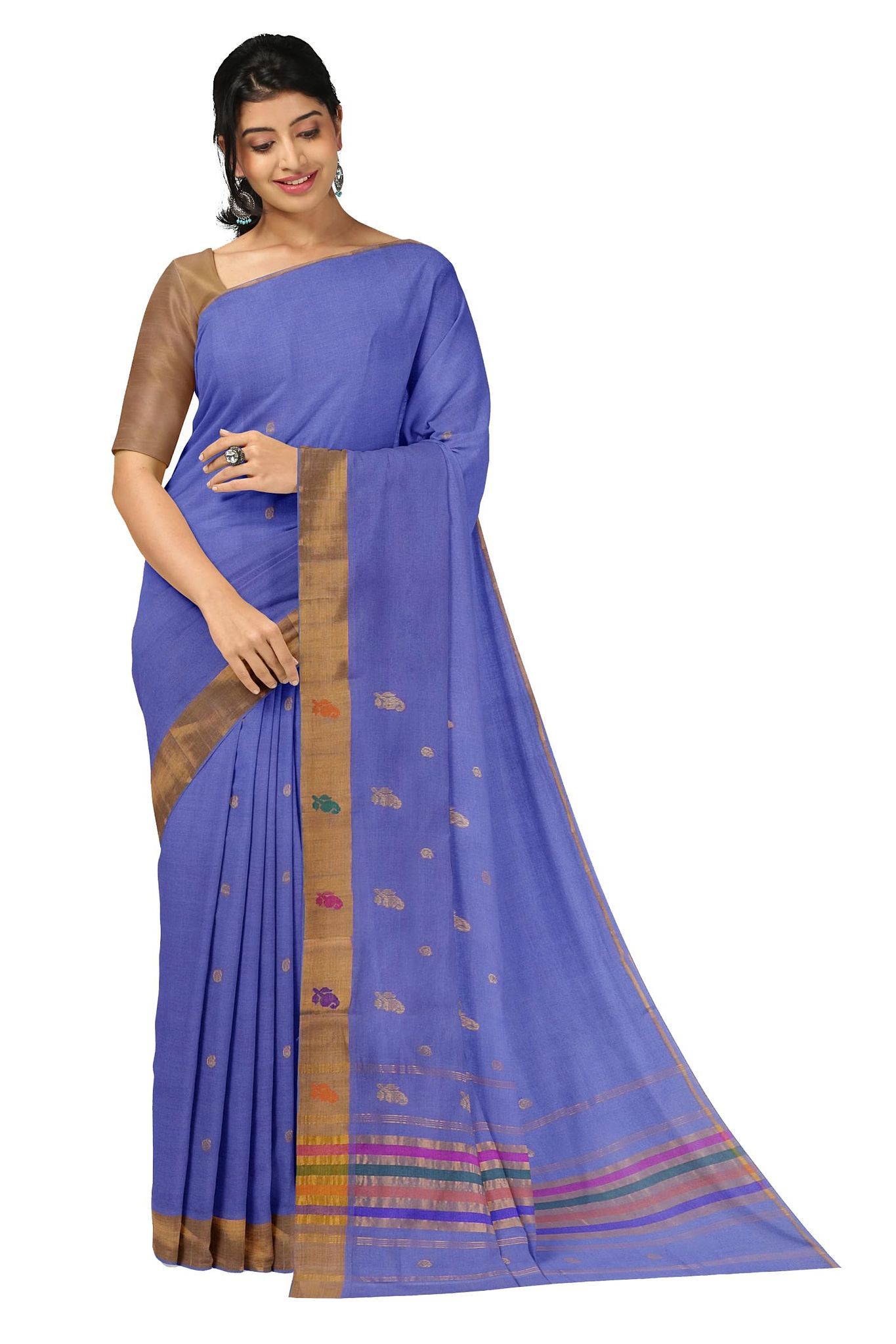 APCO Handloom - Women's Venkatagiri Pure Cotton Handloom Saree, Blue 02