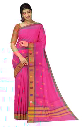 APCO Handloom - Women's Venkatagiri Pure Cotton Handloom Saree, Pink 04