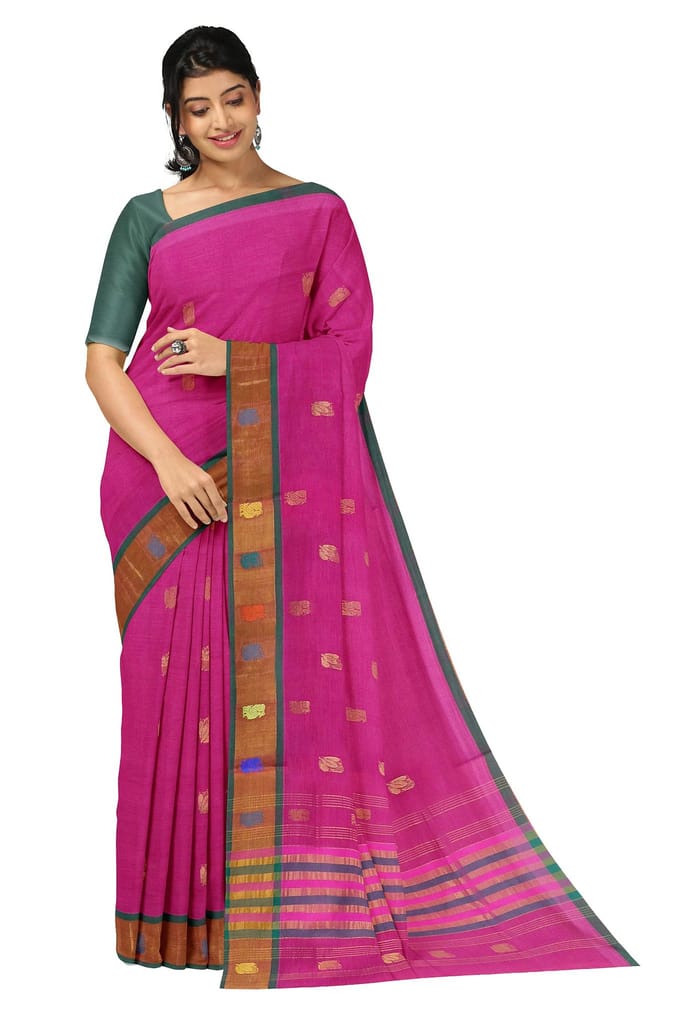 APCO Handloom - Women's Venkatagiri Pure Cotton Handloom Saree, Pink 06 - Sarees | Buy online on ZillyBuy