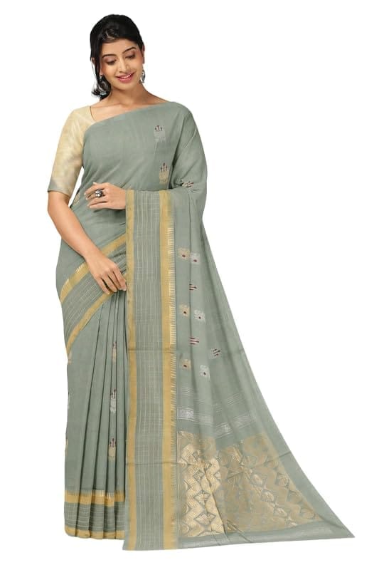 APCO Handloom - Women's Rahajmundry Pure Cotton Handloom Saree (Off White)