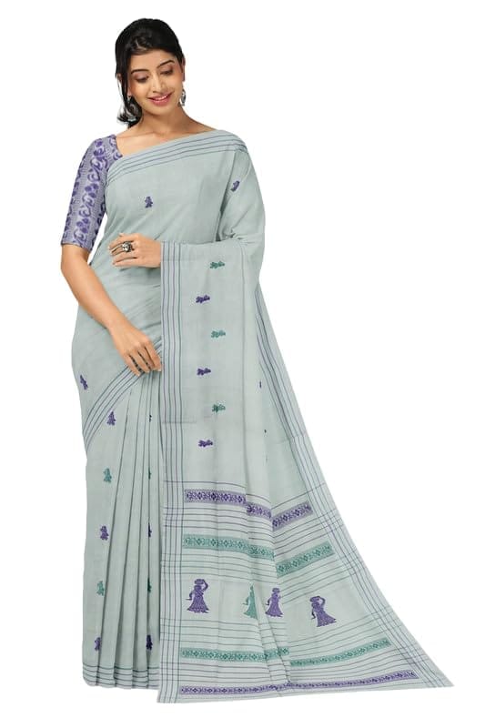 APCO Handloom - Women's Rahajmundry Pure Cotton Handloom Saree (Off White) - Sarees | Buy online on ZillyBuy