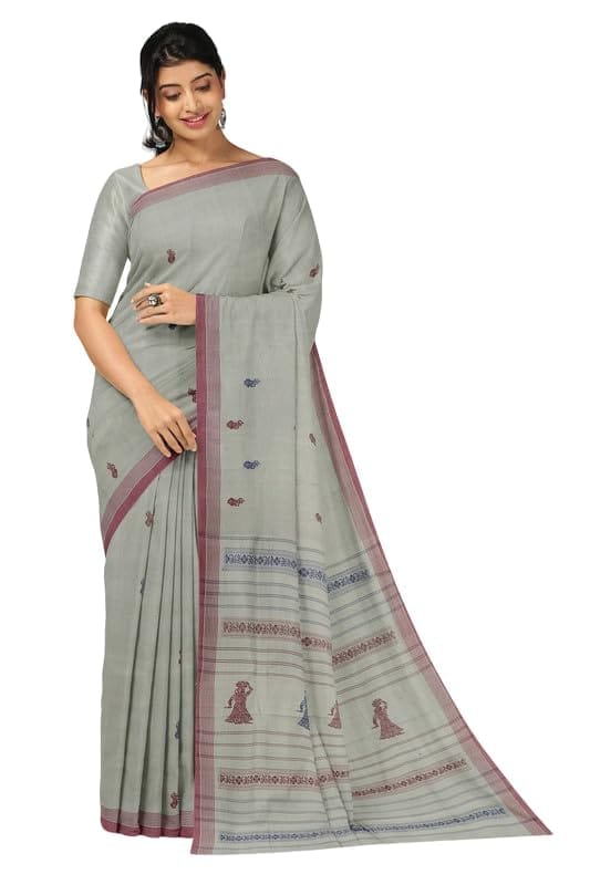 APCO Handloom - Women's Rahajmundry Pure Cotton Handloom Saree (Off White) - Sarees | Buy online on ZillyBuy