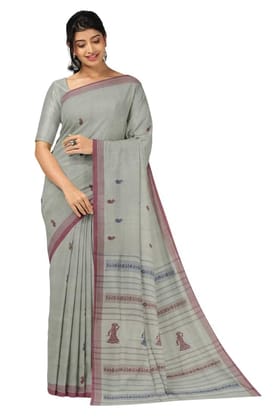APCO Handloom - Women's Rahajmundry Pure Cotton Handloom Saree (Off White)