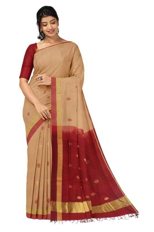 APCO Handloom - Women's Rahajmundry Pure Cotton Handloom Saree (Off White) - Sarees | Buy online on ZillyBuy