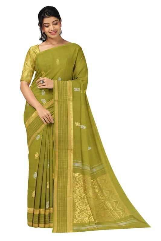 APCO Handloom - Women's Rahajmundry Pure Cotton Handloom Saree (Green)