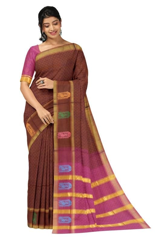 APCO Handloom - Women's Rahajmundry Pure Cotton Grey Handloom Saree (Angara Handloom Saree) 106 - Sarees | Buy online on ZillyBuy