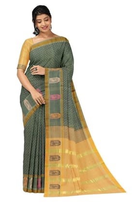 APCO Handloom - Women's Rahajmundry Pure Cotton Grey Handloom Saree (Angara Handloom Saree) 109