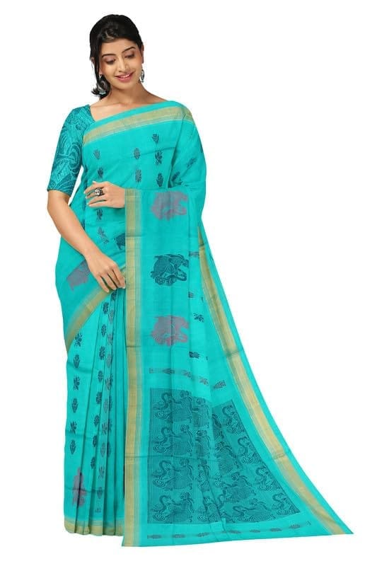 APCO Handloom - Women's Rahajmundry Pure Cotton Grey Handloom Saree (Angara Handloom Saree) 103