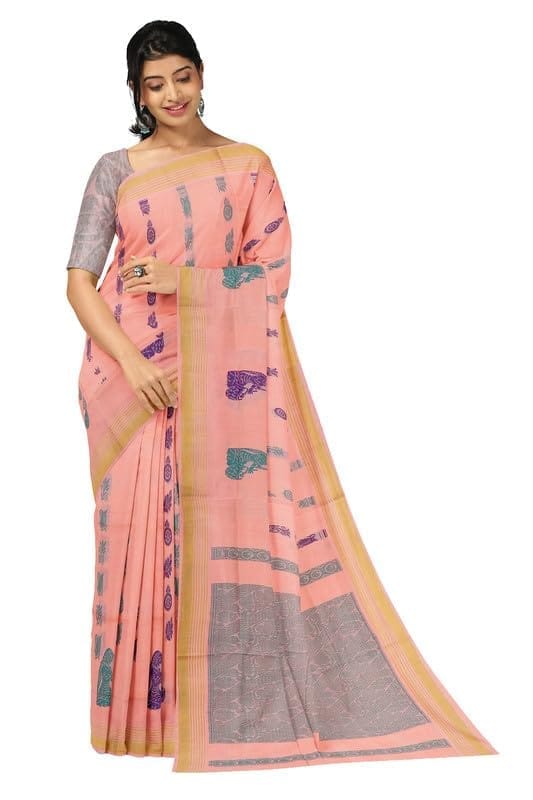 APCO Handloom - Women's Rahajmundry Pure Cotton Grey Handloom Saree (Angara Handloom Saree) 100 - Sarees | Buy online on ZillyBuy